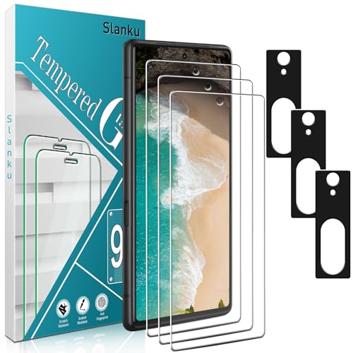 [3+3 Pack Screen Protector for Google Pixel 7 Tempered Glass with Camera Lens Protector, Support Fingerprint Reader, No-Bubbles, Anti Scratches