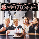 Rose Gold Happy 70th Birthday Banner & Party Decorations for Women