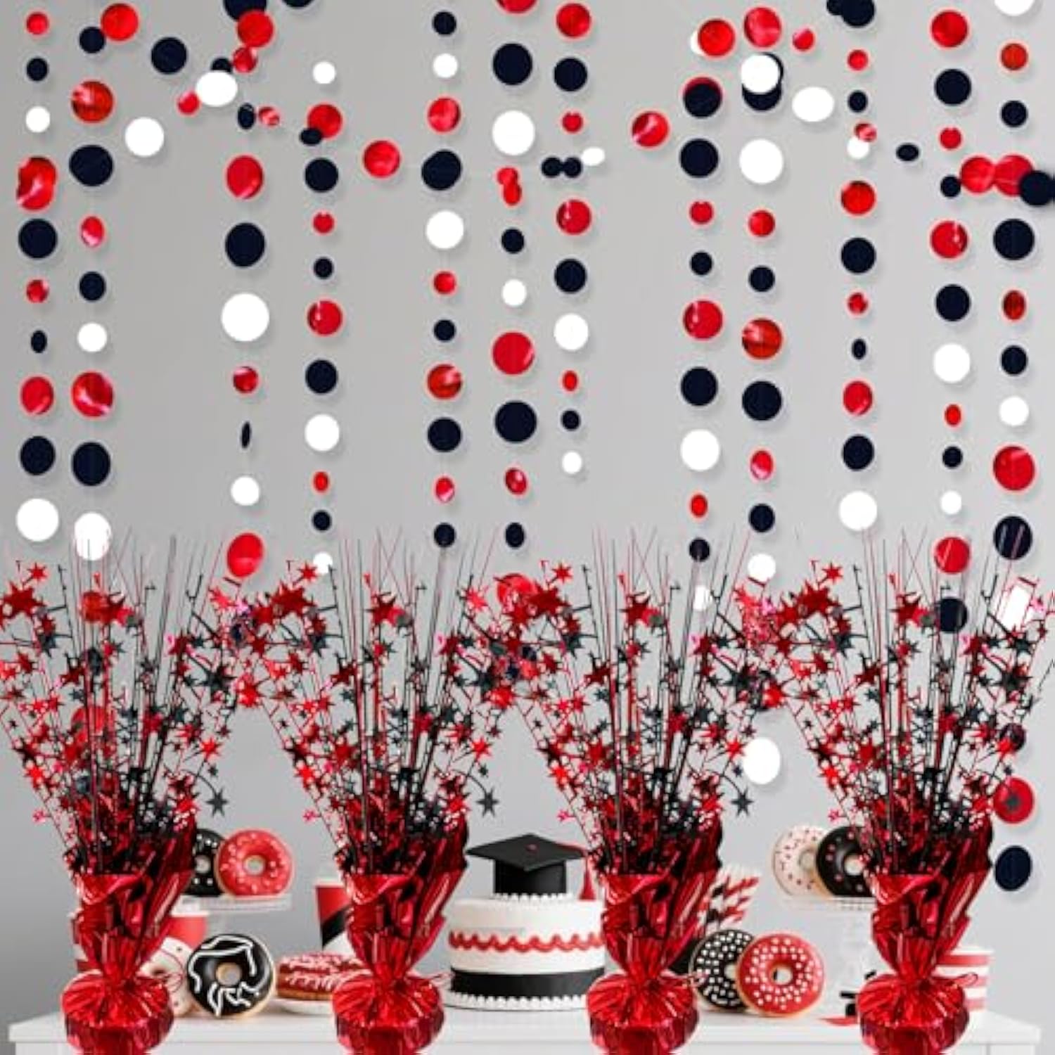 6 Pack 2026 Graduation Table Centerpieces Red Black Party Decor