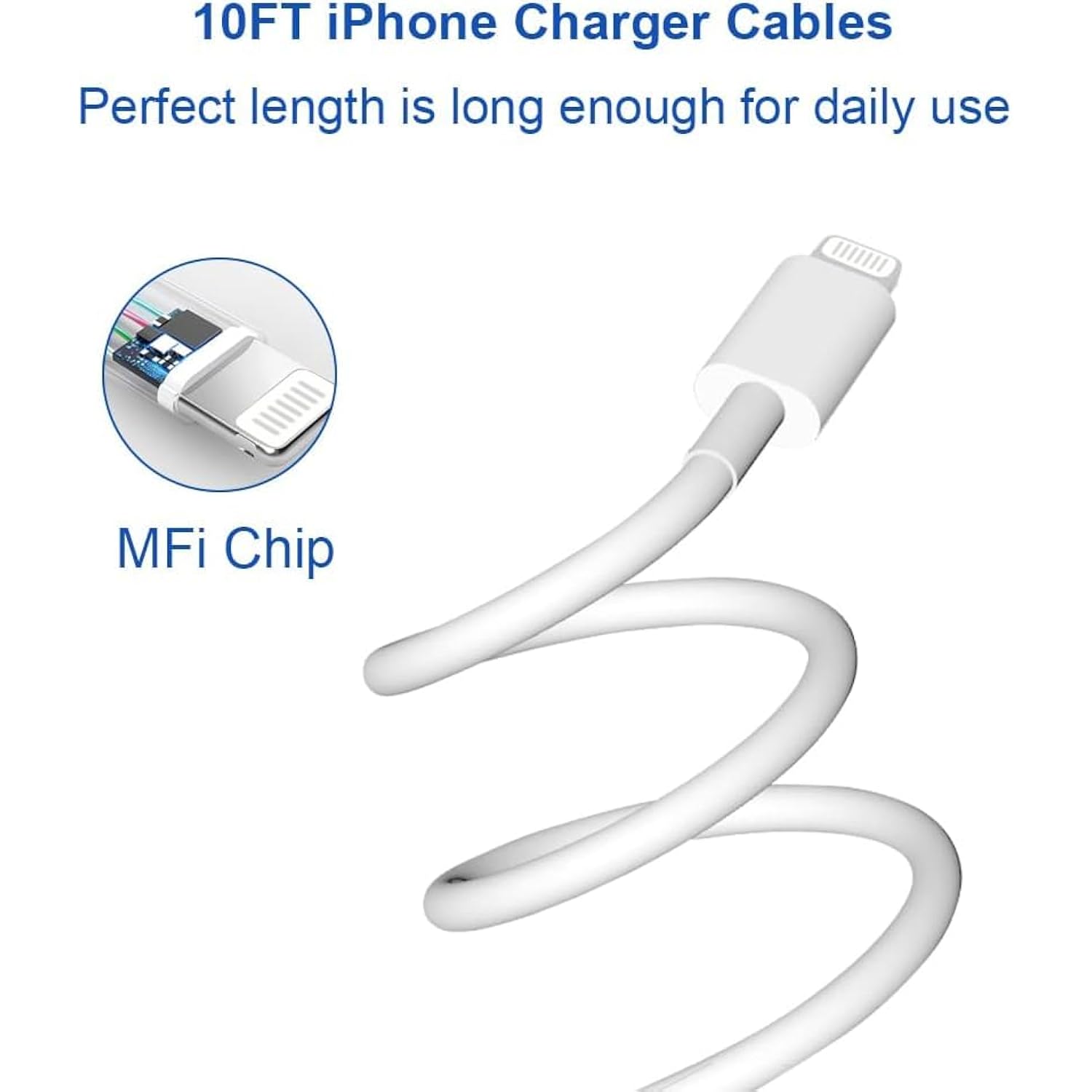 10 Ft Iphone Fast Charger, 2-Pack 20W Super Fast Charger With Long Fast Charging Cable For Iphone 14/13/12/11 Pro Max,14 Plus,Mini,Pro/Xs/Se/Xr/Ipad