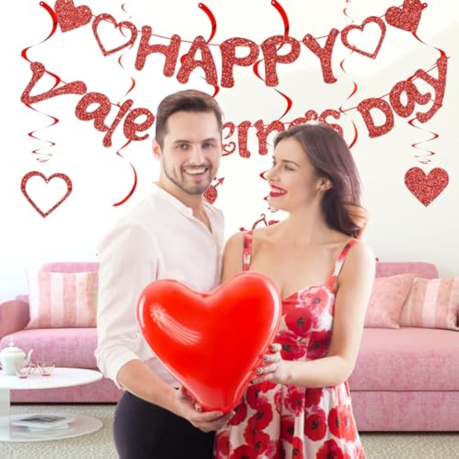 Valentine'S Day Banner Set Valentine'S Day-Themed 6Pcs Hanging Swirls