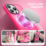 Magnetic For Iphone 13 Pro Max Case, Compatible With Magsafe, [Military-Grade Drop Protection][Anti-Fingerprint] Slim Translucent Matte Back Shockproof Phone Protective Case (Hot Pink)