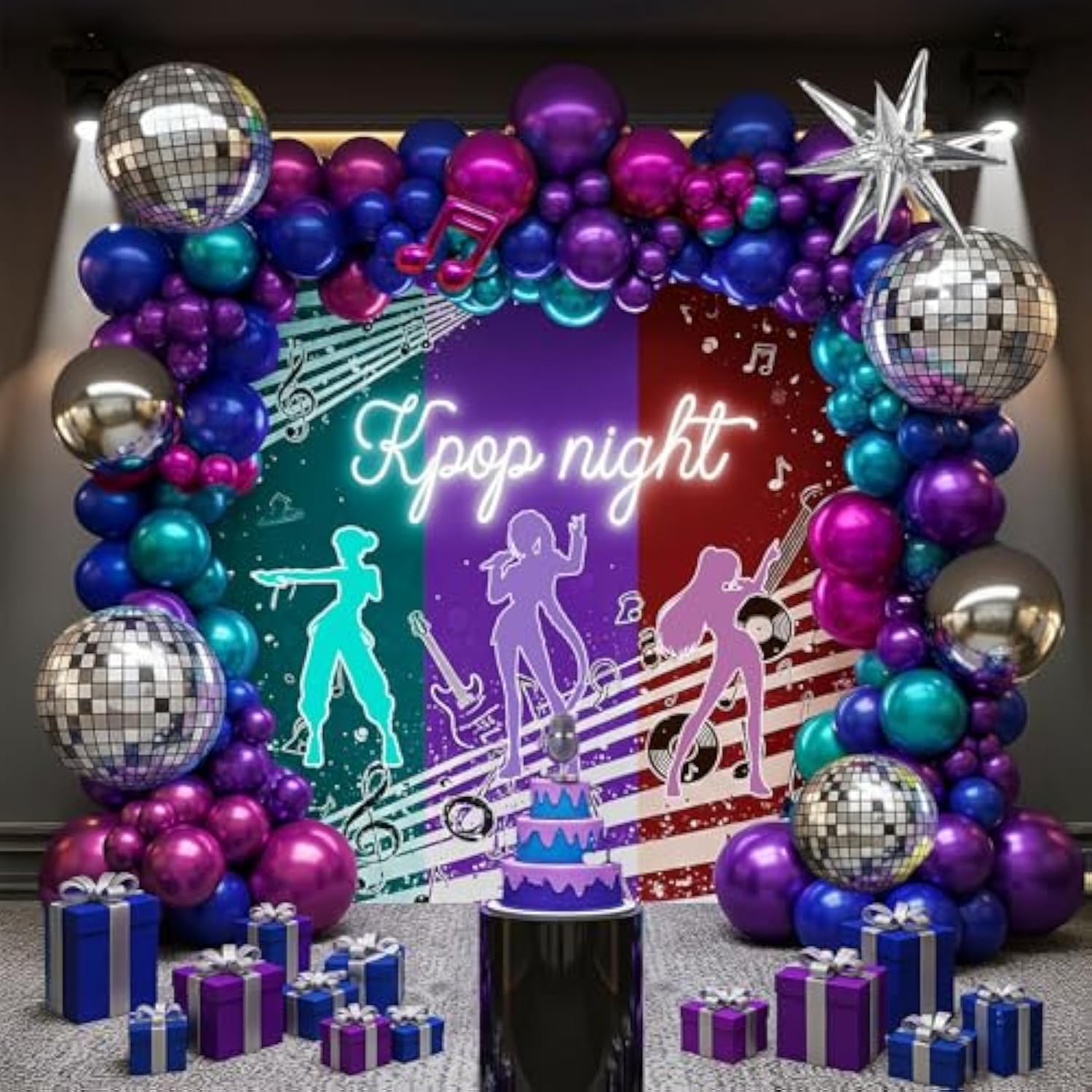 Metallic Balloon Garland Kit 135Pcs Disco Party Decorations With Chrome Blue Red Purple Silver Disco Ball Balloons For 80S 90S Themed Birthday Graduation 2025 Grad Party Eve Decorations