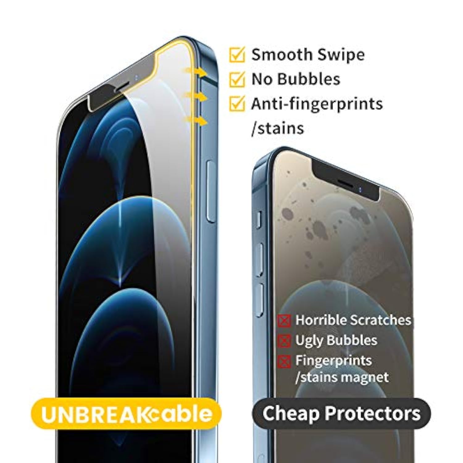 3-Pack Screen Protector For Iphone 12 Pro Max, Double Shatterproof Tempered Glass [Easy Installation] [9H Hardness] [99.99% Hd Clear] [Case Friendly] For Iphone 6.7 Inch