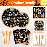 175pcs Halloween Tableware Party Supplies Set Plates Cups Napkins Cutlery Serves 25