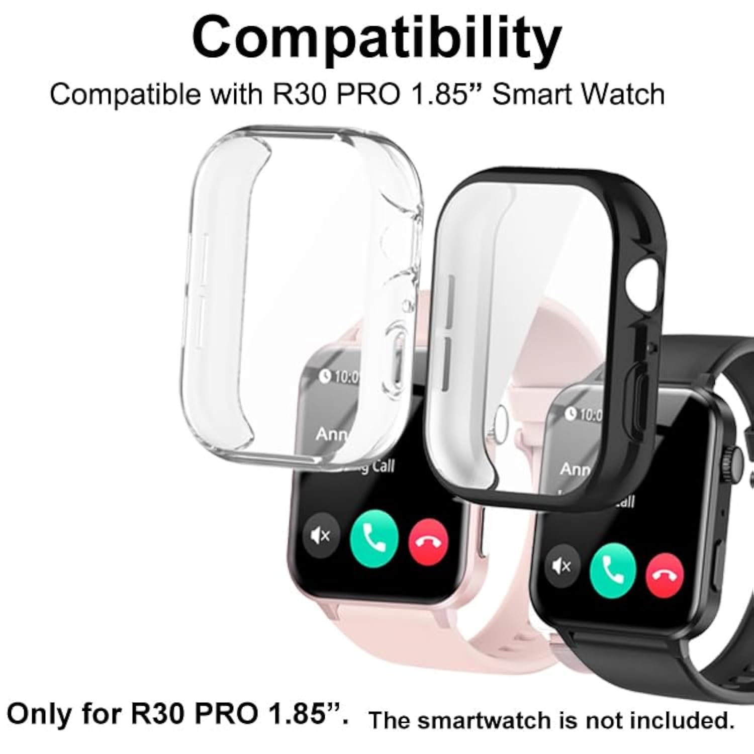 Watch Cases Compatible With Iowodo R30 Pro 1.85” Smart Watch, Tpu Case With Screen Protector, Protecting Watch Body & Screen