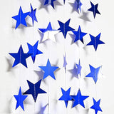 Reflective Blue Star Garlands Streamer/Bunting/Backdrop Party Decoration Stars Hanging Decor For Frozen Birthday/Blue Silver Wedding/Engagement/Royal Baby Shower/Kids Room/Home Decorations