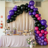 Black Purple Balloons, 12 Inch Hot Pink Black Party Balloons, Metallic Purple Black Hot Pink Matte Purple Latex Balloon With Confetti Balloon For Kids Girls Birthday Baby Shower Party Decorations