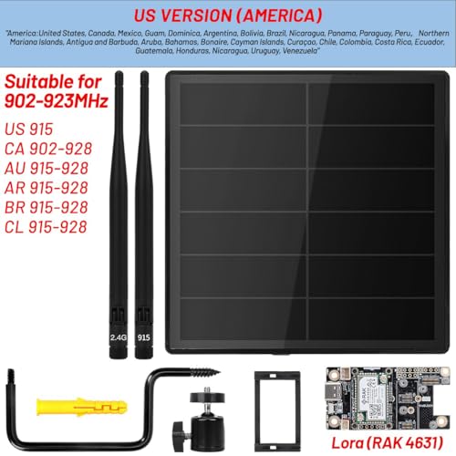 Keepteen D5L Mesh Solar Lora Repeater Built In Rakwireless 19007+4631 Lora Modules Board Compatible With Meshtastic Meshcore Node Devices,915Mhz Antenna Solarpanel Built In 5000Mah Battery Controller