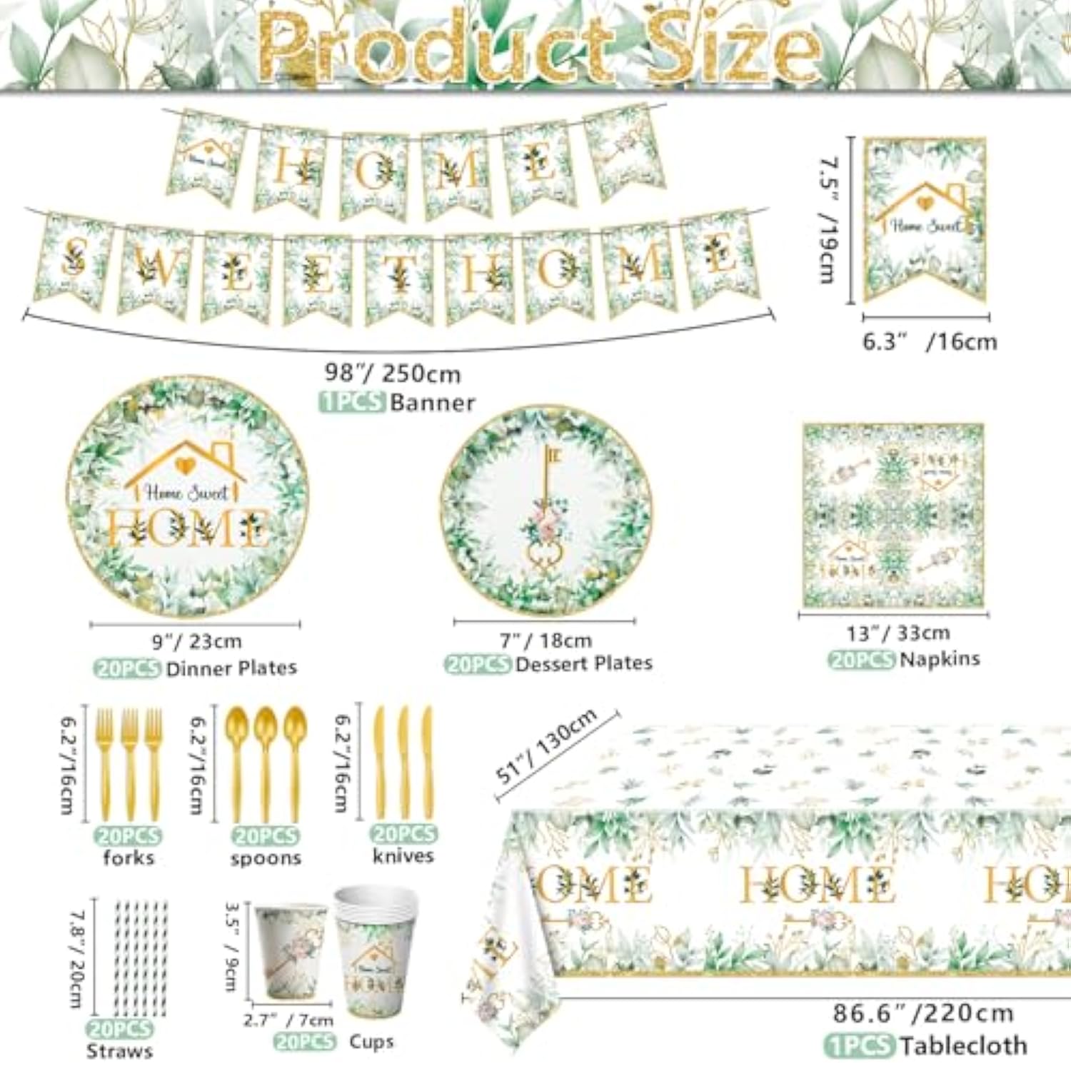 162 Pieces Housewarming Party Decorations - Including House Party Plates And Napkins, Cups, Home Sweet Banner, Home Tablecloth For Welcome Home New Home Decoration Supplies, Serve 20