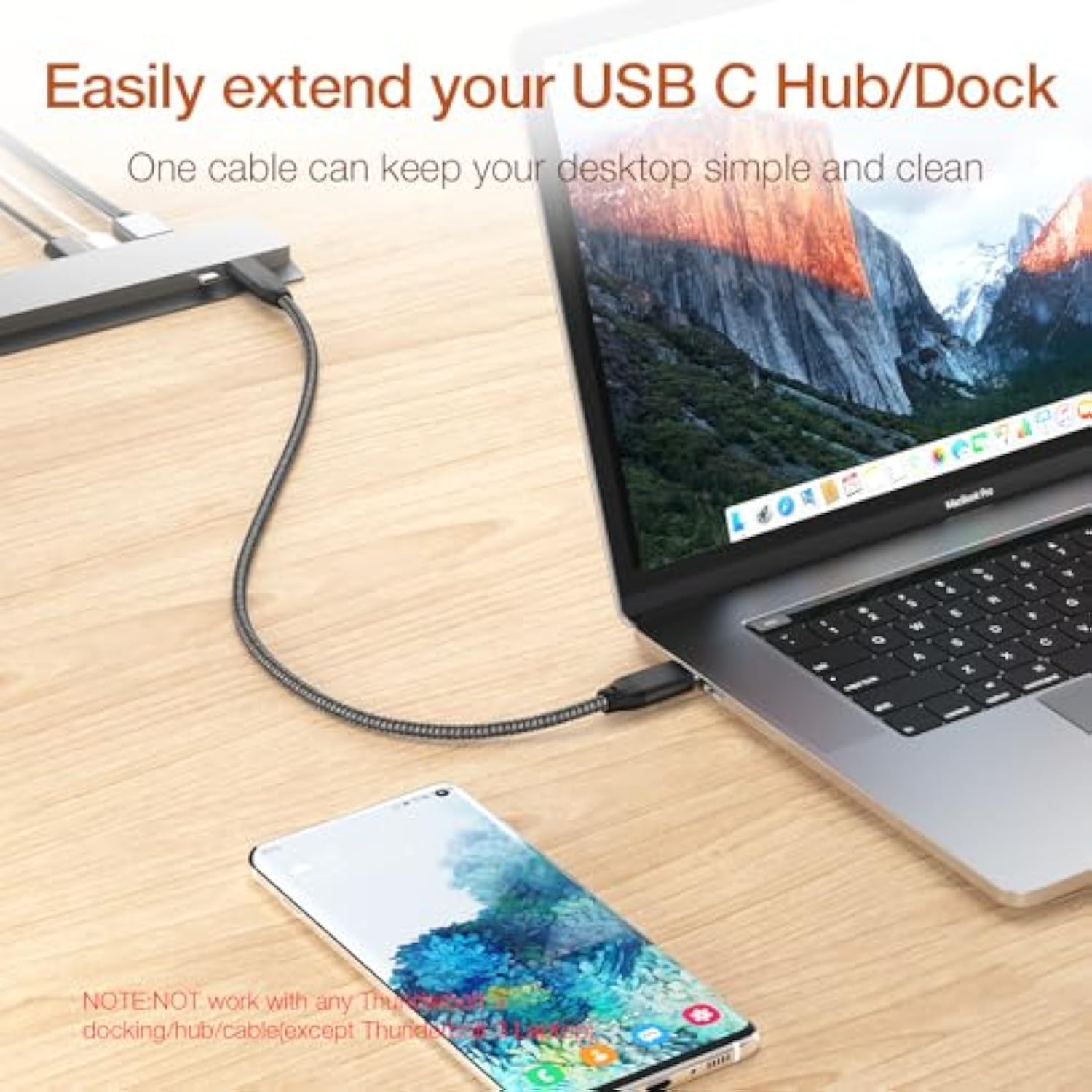 Usb C Extension Cable 2Ft 2-Pack, Usb-C 3.2 Gen2 10Gbps Male To Female 4K Vide