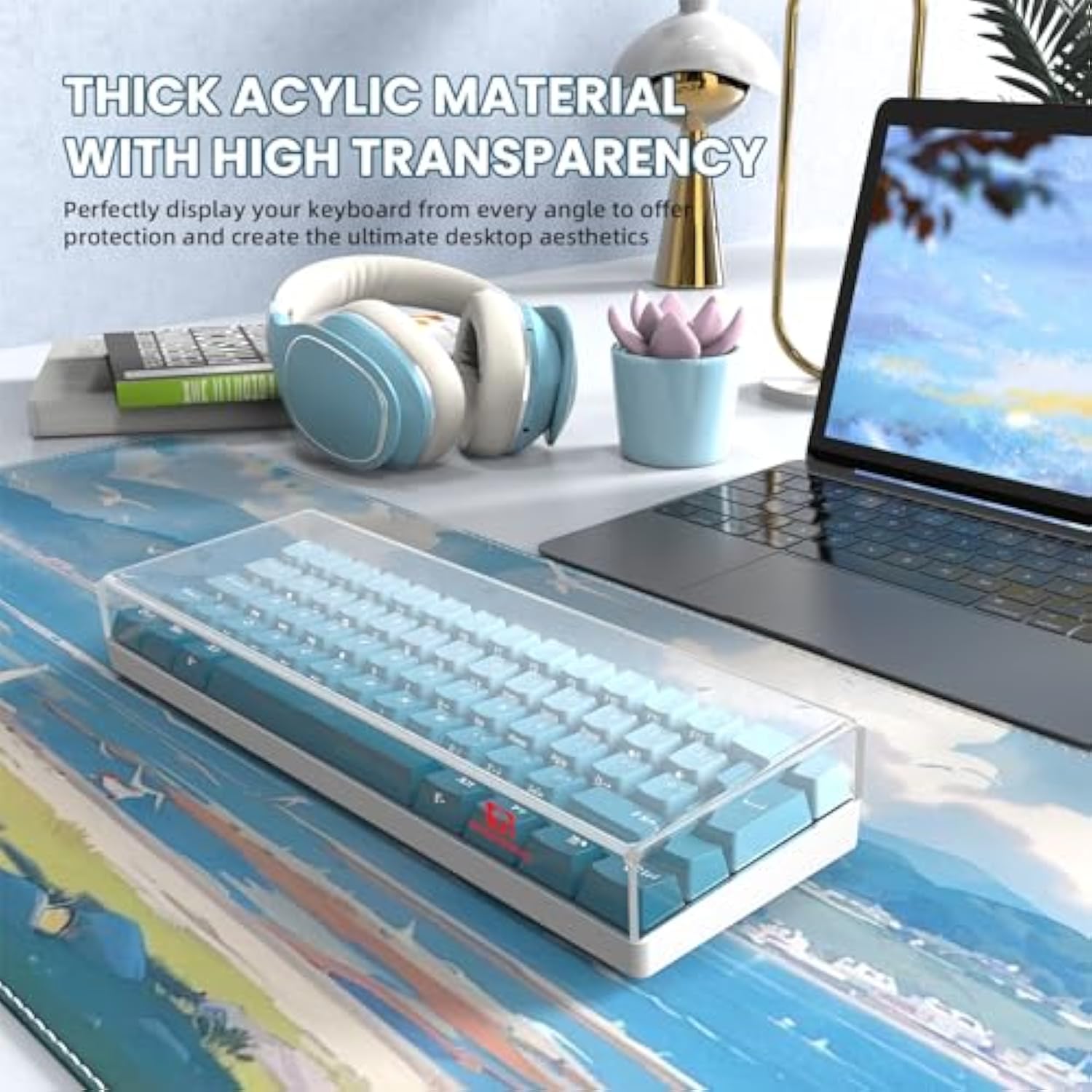 Kc01 Acrylic Clear Transparent Keyboard Cover(11.5*4.1*1.14’’) With Dustproof