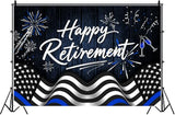 Happy Retirement Backdrop Navy Blue Police Flag Photography Background Going Away Party Black and Blue Police Theme Decoration Banner Portrait Photo Booth Studio Props 7x5ft FU07YL