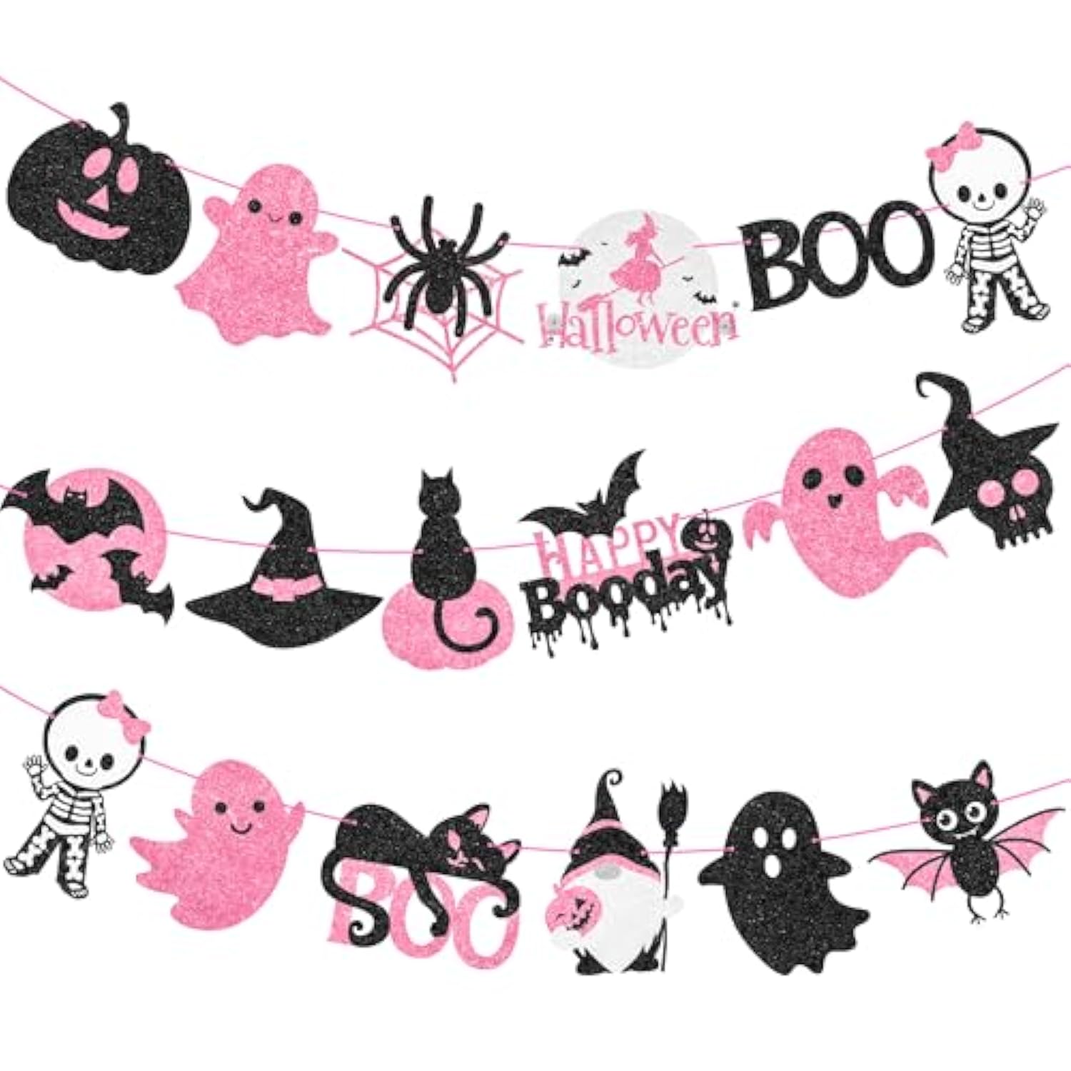 Halloween Party Banner 2pcs Ghost Pumpkin Bat Skull Cutout Banners Boo Birthday Decorations