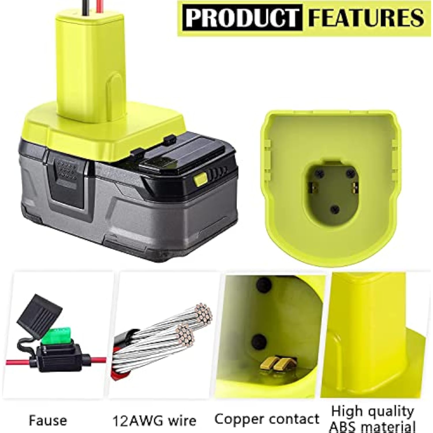 Power Wheel Adapter Compatible With Ryobi 18V P108 P107 P102 Battery Conversion Kit With Fuses & Wire Terminals, 12Awg Wire,Power Connector For Diy Ride On Truck Rc Toy Car