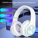 Wireless Bluetooth Headphones With Colorful Led Lights, Built-In Mic, Lightwei