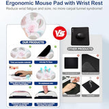 Ergonomic Mouse Pad With Wrist Support,Cute Floral Pattern Mouse Pads With Wrist Rest,Comfortable Mouse Pad For Home Office Gaming Work Computers Laptop With Non-Slip Pu Base (Rose Fantasy)