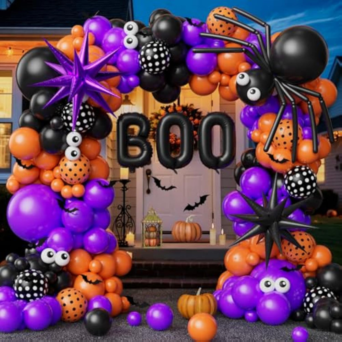 Halloween Balloon Arch Kit 137PCS Purple Black Orange Foil Balloons for Birthday Party Decorations