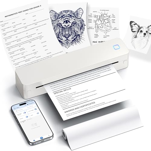 D830 Portable Printer Wireless For Travel, Supports 8.5 X 11 Inch Thermal Paper, Bluetooth Compatible With Ios, Android, Laptop, Beige