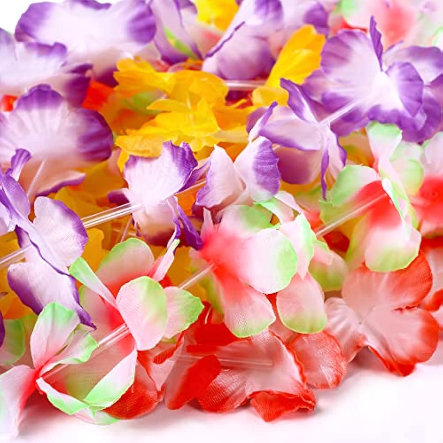 60Pcs Hawaiian Luau Leis Party Decorations Supplies Set - Tropical Tiki Flowers Necklaces + Bracelets + Hair Clips Bulk Summer Pool Birthday Decor Favors
