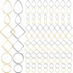 96Pcs Earring Hoop Jewelry Making, Hypoallergenic Teardrop Square Round Silver Gold Earrings Beading Hoop Bulk For Diy Crafts Accessories Supplies