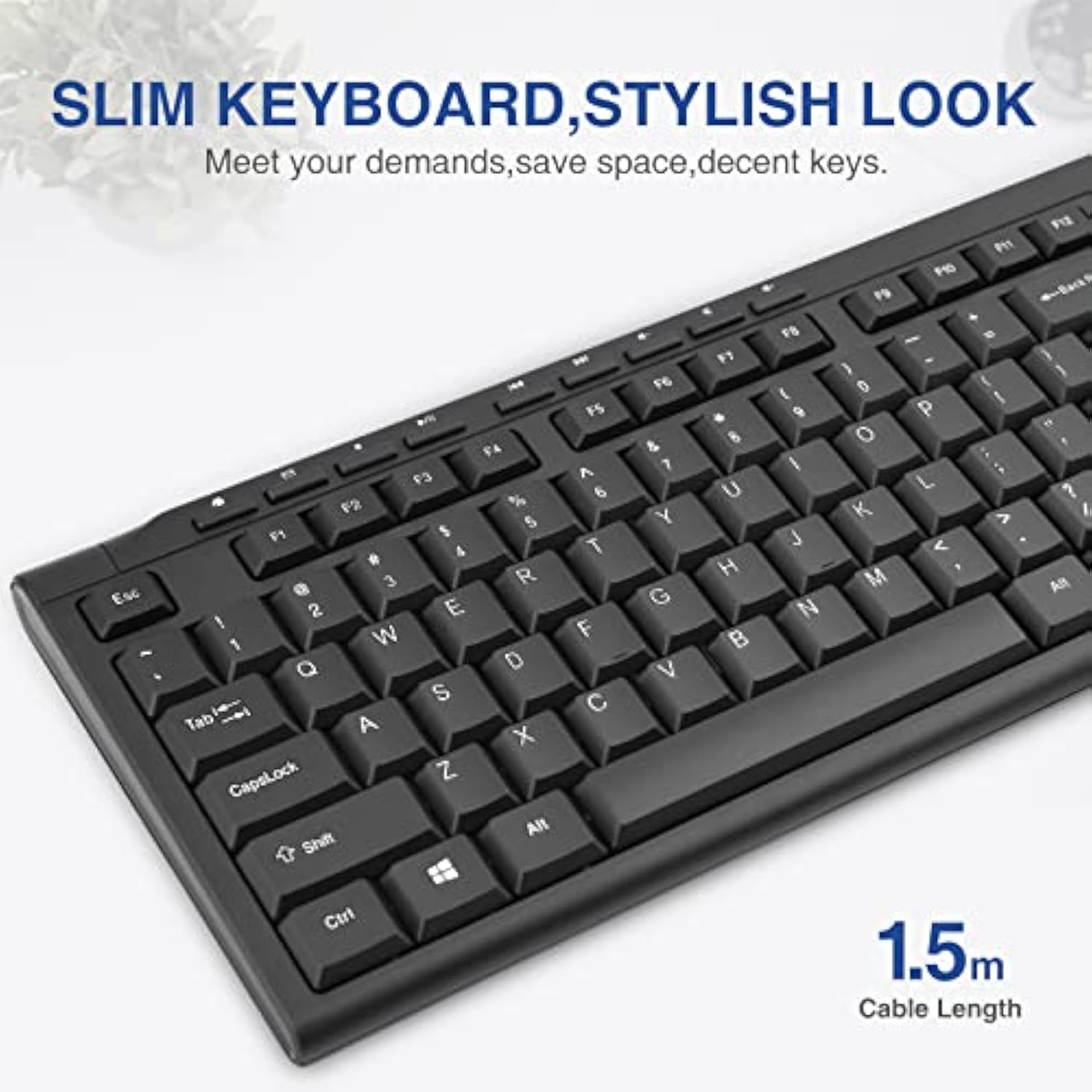 Rk907 Ultra-Slim Compact Usb Wired Keyboard For Mac And Pc,Windows 10/8 / 7 / Vista/Xp (Black) (1Pcs)