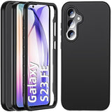 S23 Fe Phone Case, For Samsung Galaxy S23 Fe Case With Built-In Screen Protector,Dual Layer Military-Grade Protection Full Body Silicone Cover Slim Anti-Slip Galaxy S23 Fe Phone Case 5G,Black