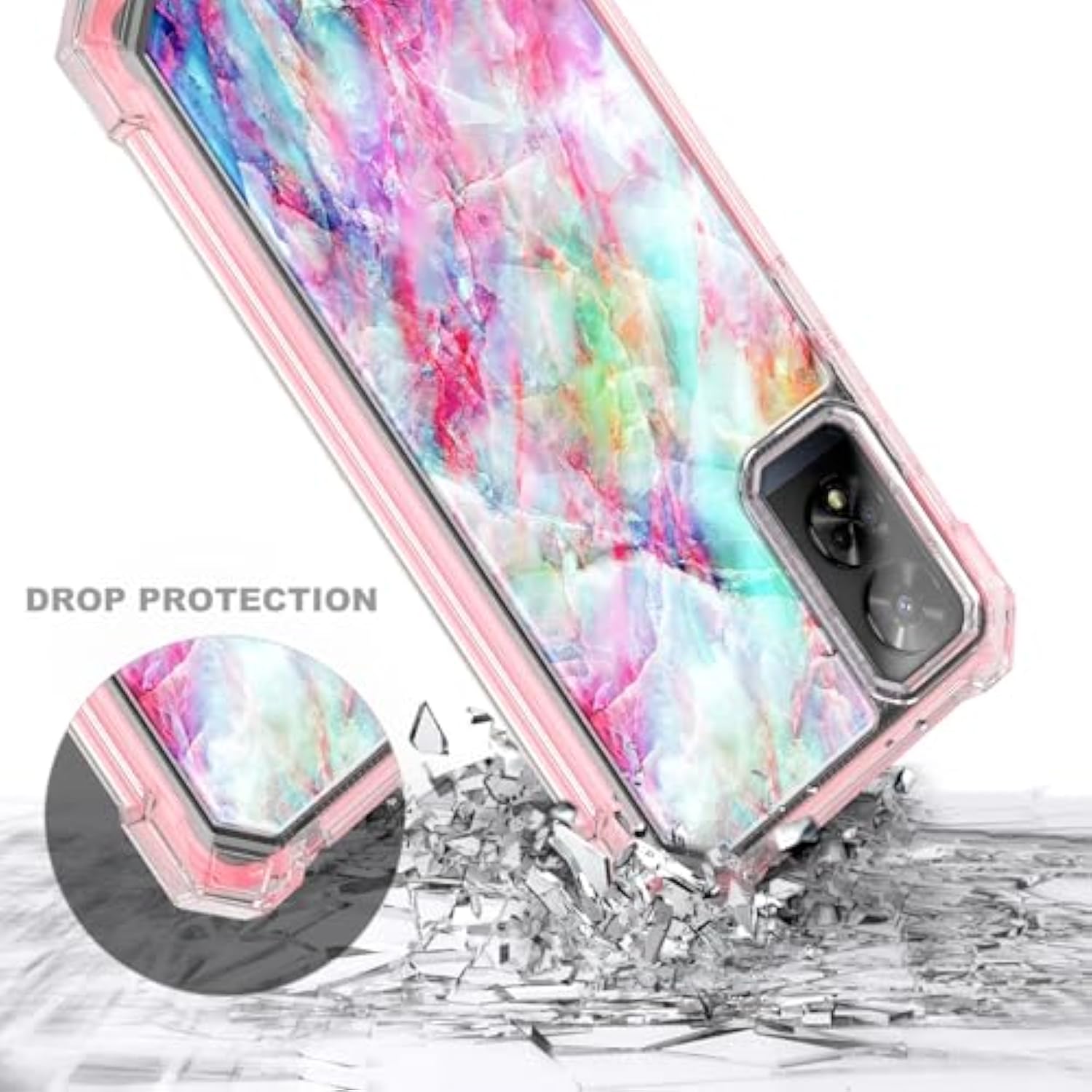 Designed For Tcl 50 Xe 5G Phone Case, 50 Xe Nxtpaper 5G Case With Screen Protector, [Raised Corners Drop Protection] Full-Body Protective Shockproof Rugged Bumper Cover (Marble Fantasy)