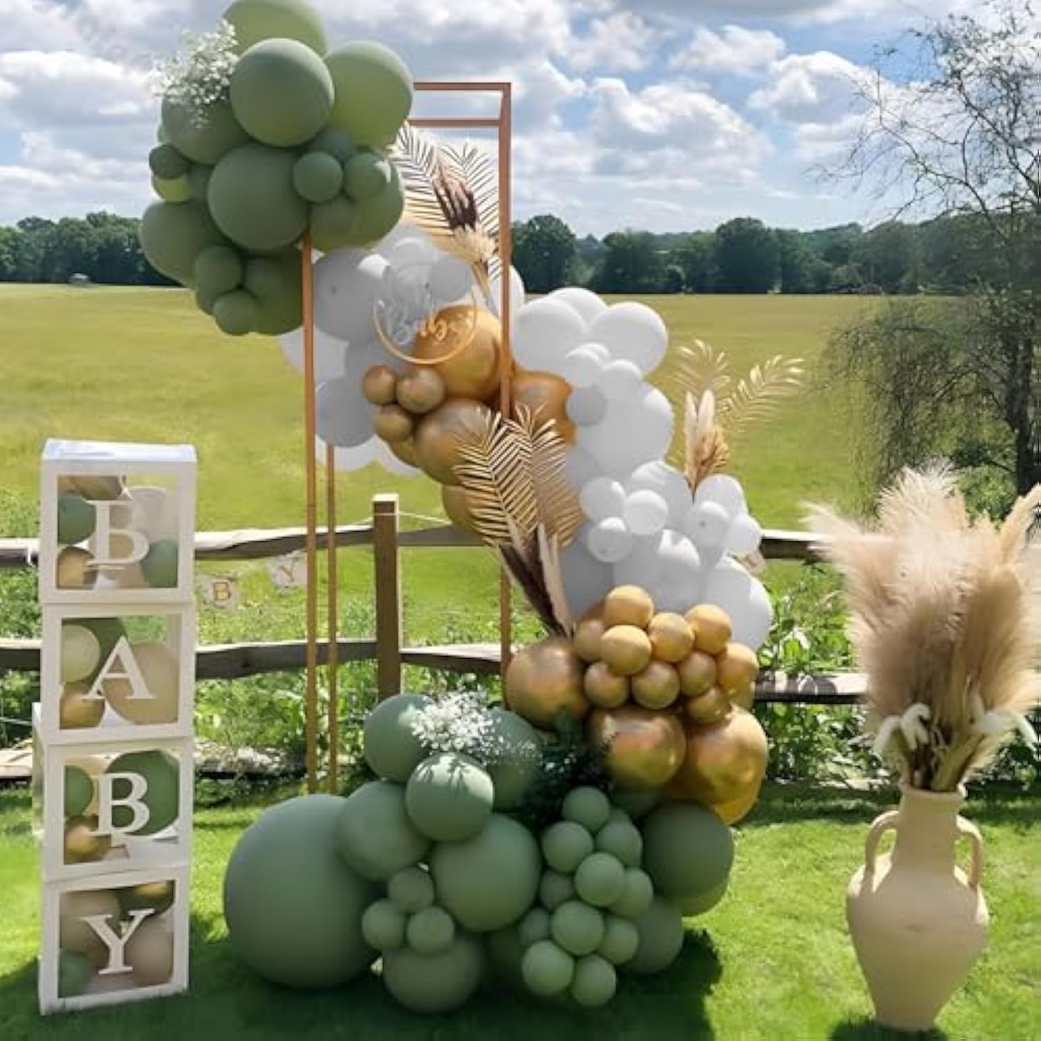 Baby Shower Decorations For Boy Girl - 183Pcs Sage Green Balloon Arch