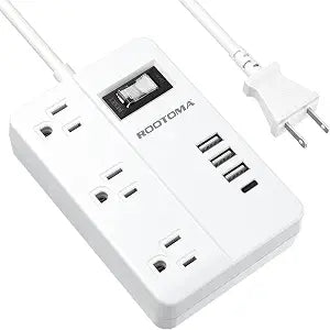 2 Prong Power Strip with USB-C 3 Outlet 4 USB 1080J Surge Protector 4ft Cord