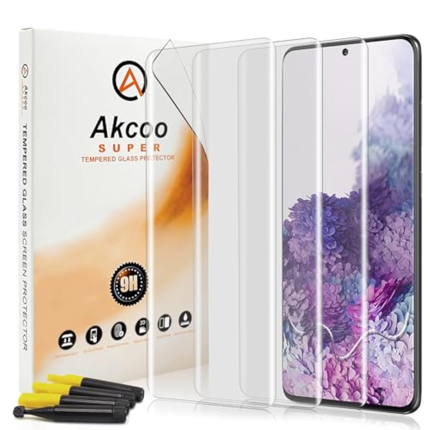 Screen Protector For Samsung Galaxy S20 Plus - 3 Pack, Tempered Glass Uv Set, Full Screen Adhesive, Sensitive And Smooth Touch, Fingerprint-Id Compatible