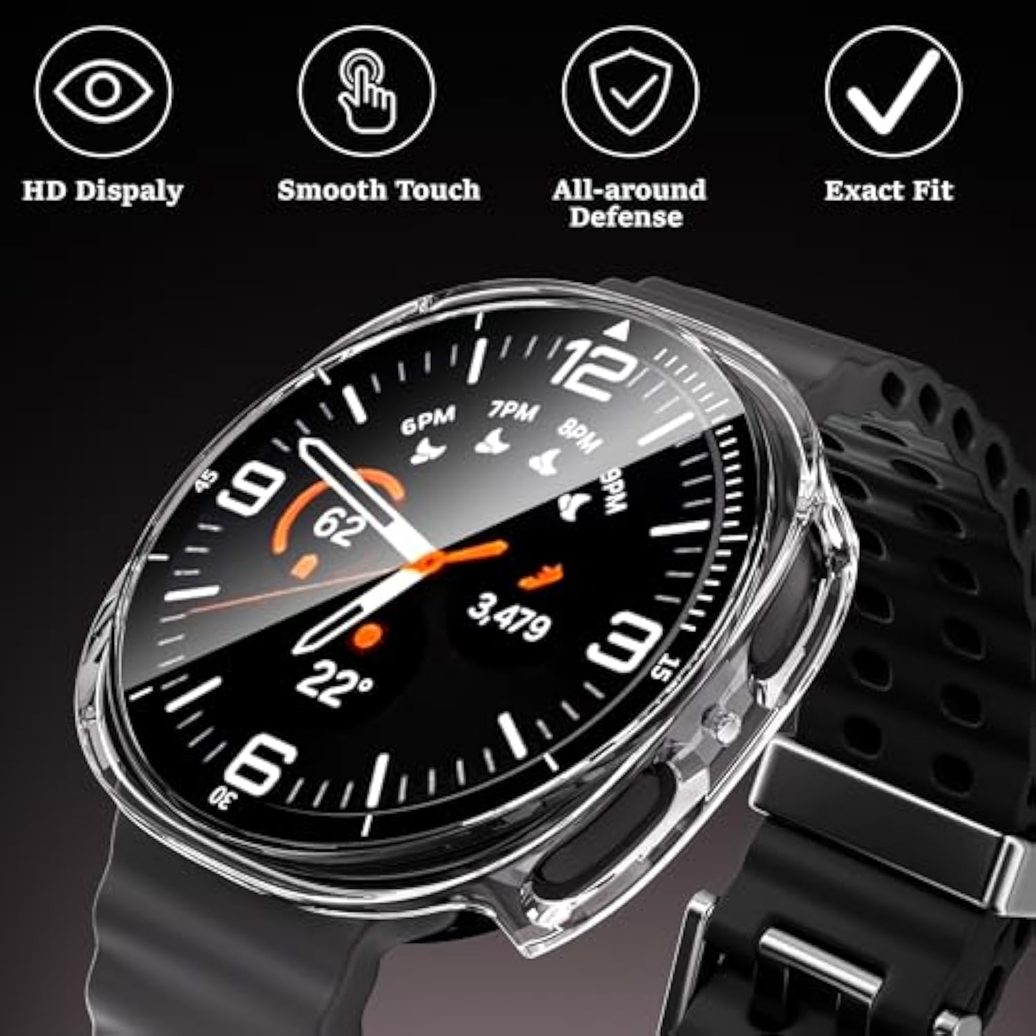 2-Pack Case With Tempered Glass Screen Protector For Samsung Galaxy Watch 8 40Mm, Ultra-Thin Full Protective Hard Pc Cover, Built-In Scale Bumper For Galaxy Watch 8 40Mm, Clear+ Clear