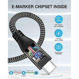 RIITOP USB 3.2 C to C Cable 20Gbps [1FT], Braided 2IN1 USB Type C Y Short Cabl