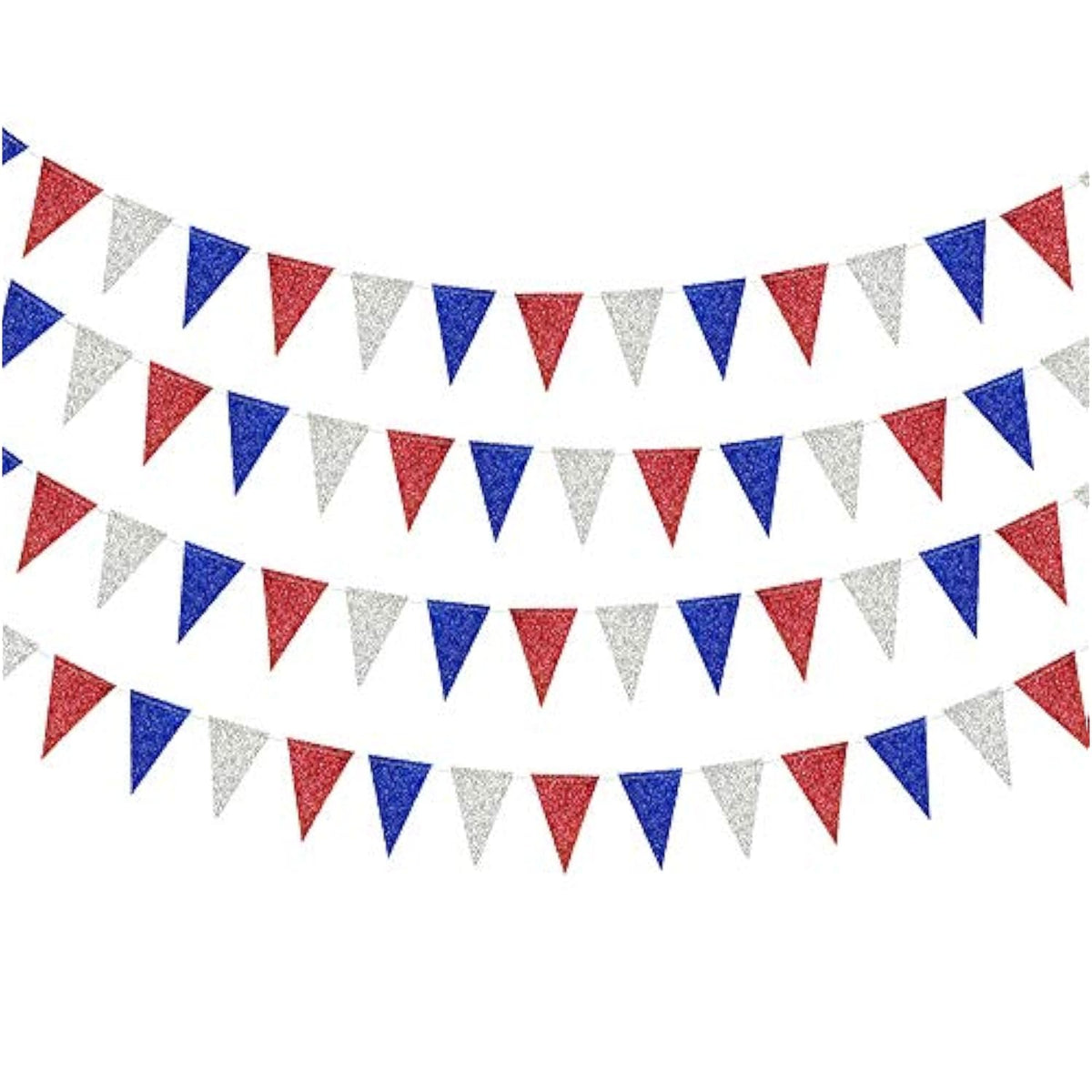 Red White Blue Patriotic Triangle Flag Banner Fourth Of July Decorations 4Th July Garland Pennant Bunting Decor Memorial Day Usa Party Decorations For Independence Day Parade