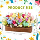 Easter Table Centerpieces Artificial Floral Arrangements Wooden Crate, Potted Plant With Rabbit Eggs Tulips Carrots Flowers For Spring Easter Tiered Tray Shelf Table Home Farmhouse Decor