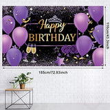 Purple And Gold Birthday Party Decorations Purple Gold Confetti Balloons Kit Happy Birthday Photography Backdrop For Girls Ladies Women Party Supplies Decor