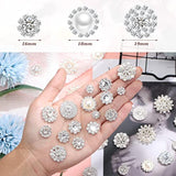 50 Pcs Faux Pearl Buttons Rhinestones Embellishments Retro Flatback Rh