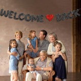 Black Glitter Welcome Back Banner, First Day of School Decorations