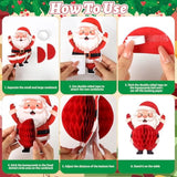 9pcs Cute Christmas Honeycomb Table Centerpieces with Santa Snowman Reindeer