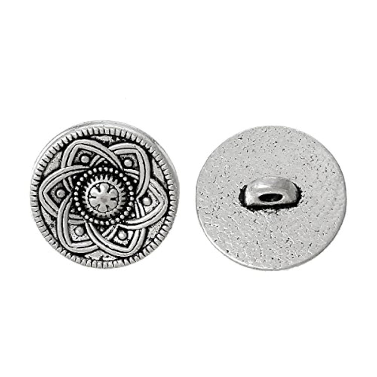 Sewing Shank Buttons - 30 Pack, 15Mm, Carved Flower Design With Vintag