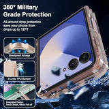 For Samsung Galaxy Z Flip 7 Case With Lanyard Wrist Strap,Clear Anti Yellowing Phone Cover, Ultra-Thin Slim Fit Hard Pc Transparent Protective Case For Samsung Z Flip7,Rose Gold