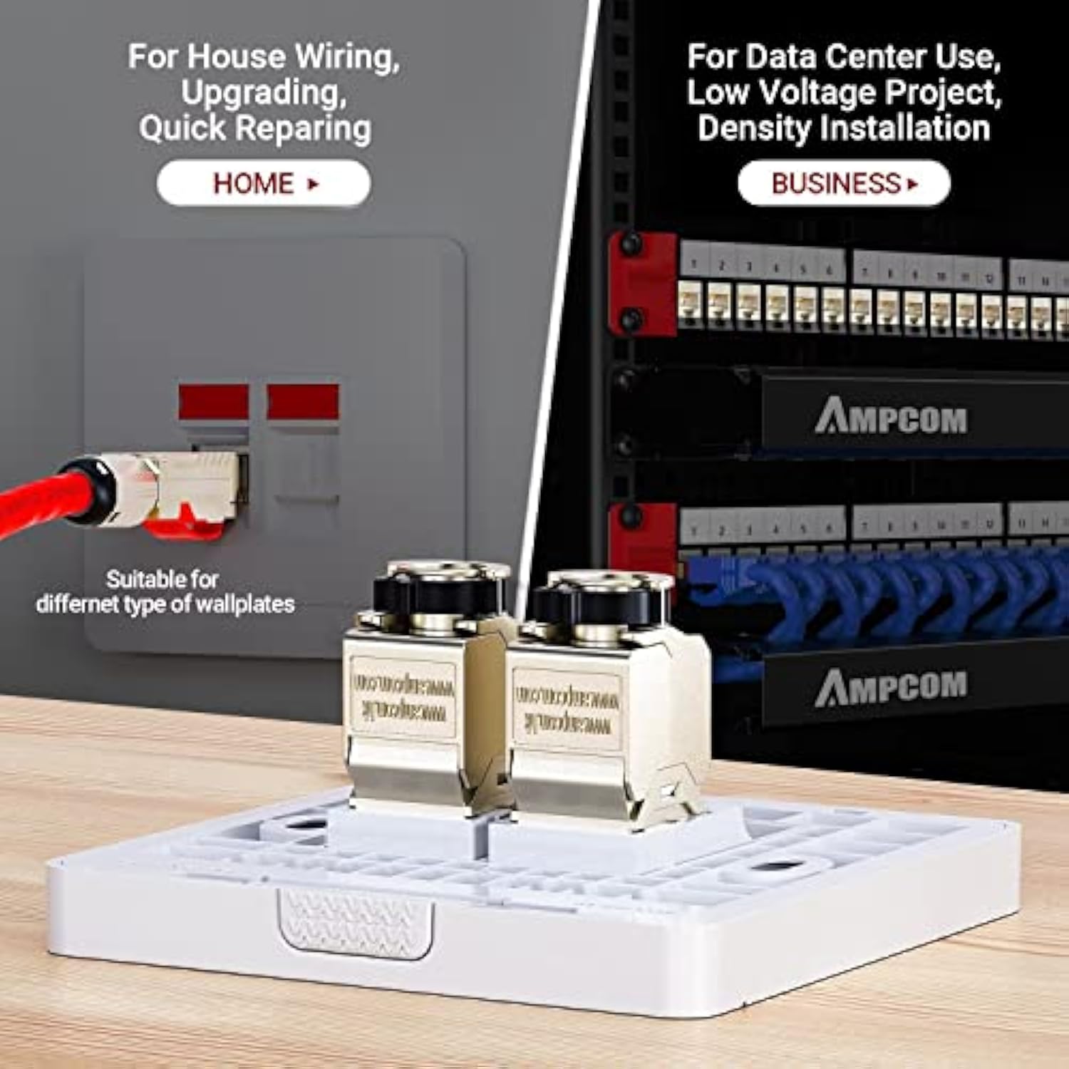 Cat7A Keystone Jack Ratchet Zip-Tie Design, 10Gbps 1000Mhz Shielded Zinc-Alloy