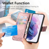 Galaxy S22 5G Wallet Case, [Butterfly & Flower Embossed] Pu Leather Wallet Case Flip Protective Phone Cover With Card Slots And Kickstand For Samsung Galaxy S22 6.1-Inch (Rose Gold)