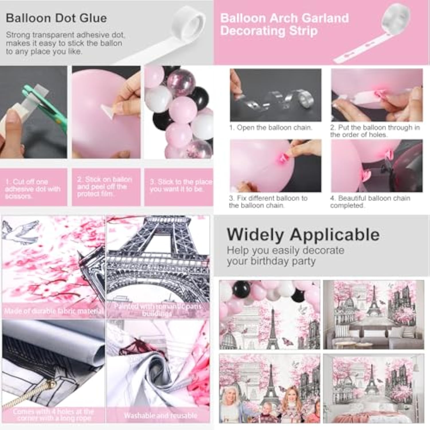 76 Pcs Paris Party Supplies Set Pink Paris Theme Party Decoration Eiff