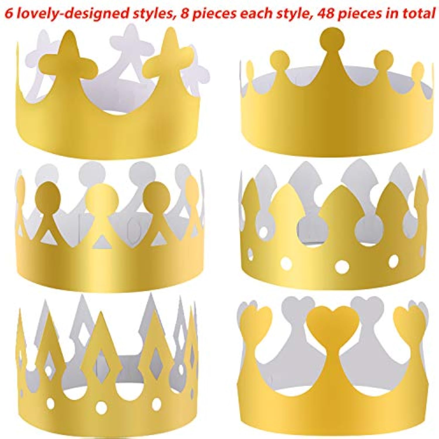 48 Pieces Paper Crowns Gold Paper Party Crown Hats King Crown For Kids And Adults