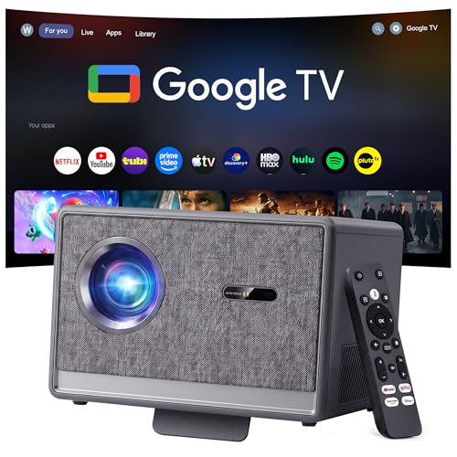 Movie Projector With Google Tv & Voice Assistant,1500 Ansi Lumens 1080P Native,4K Support Outdoor Smart Projector, Auto Focus,Office Home Theater Video Projector With Wifi 6 & Bluetooth