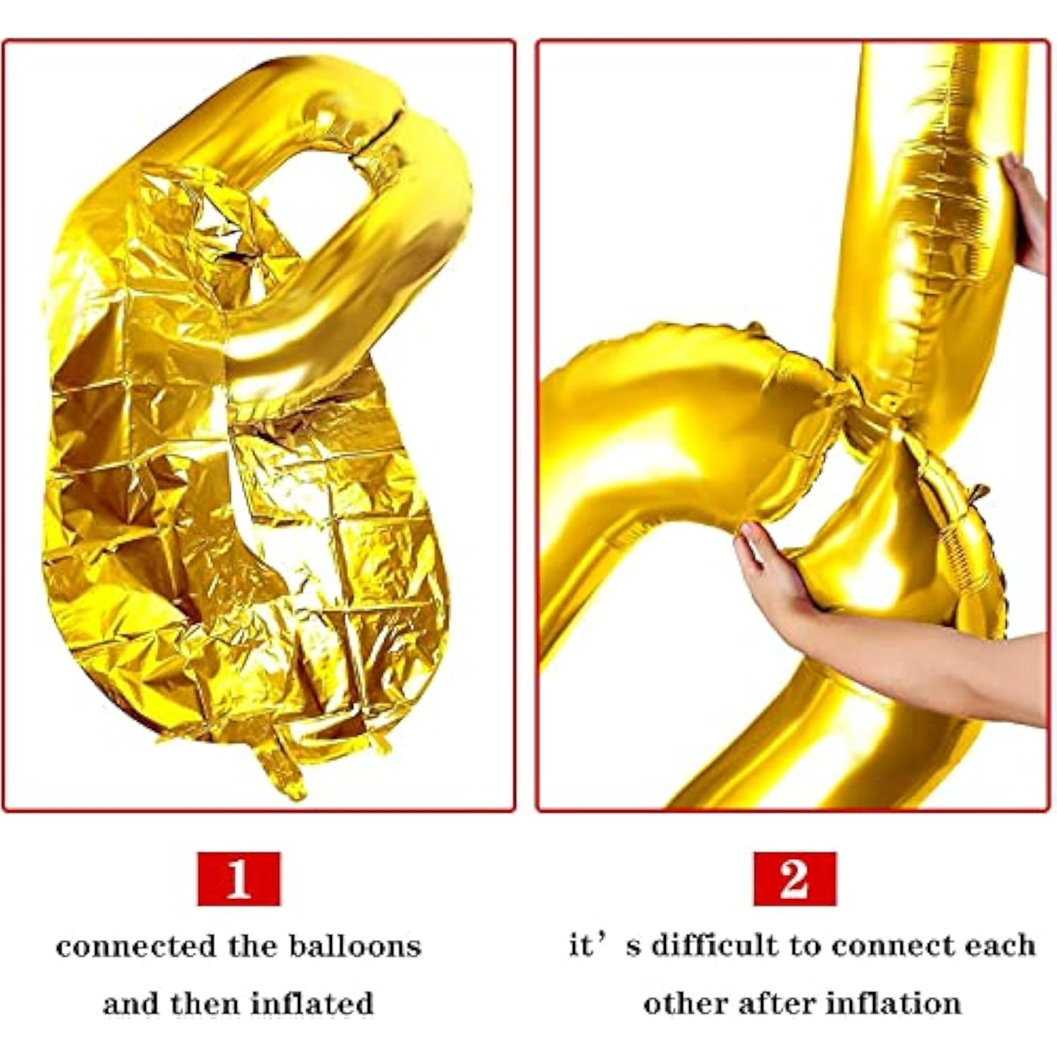 100-Pack Gold 16" Foil Chain Balloons for 80s/90s Party & Event Decorations