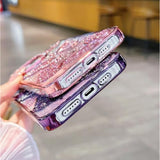 Girly Designed For Iphone 16 Pro Max Bling Case 6.9",Cute Diamond 3D Glitter Butterfly Plated Slim Case Luxury Shockproof Protection Cover For Women Girls(Pink)