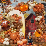 218Pcs Fall Balloon Arch Garland Kit Brown Orange for Thanksgiving Baby Shower Party