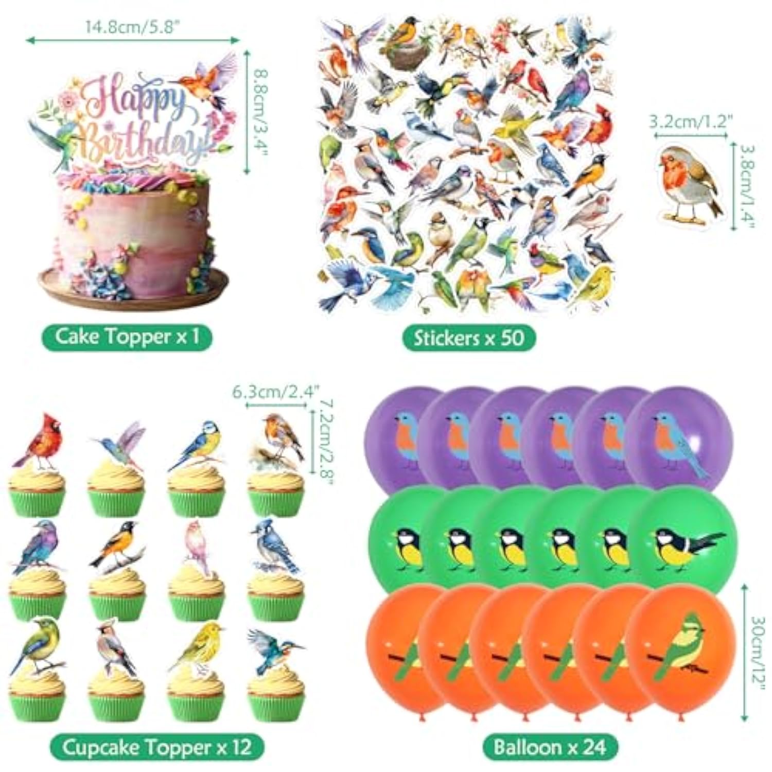 Bird Party Decorations, Includes Happy Birthday Banner, Cake Toppers, Bird Stickers, Balloons, Honeycomb Centerpieces, For Bird Theme Baby Shower Summer Tea Party Supplies
